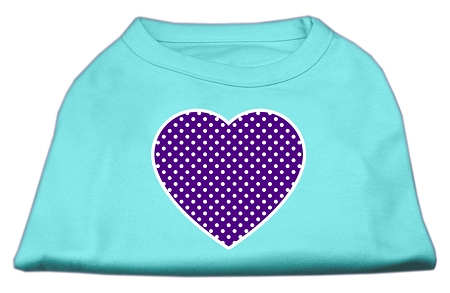 Purple Swiss Dot Heart Screen Print Shirt Aqua XS